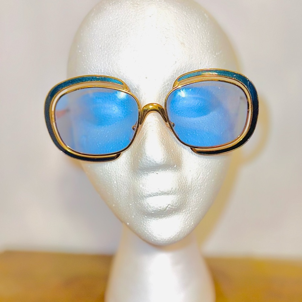 Bold Blue and Gold Oversized Sunglasses